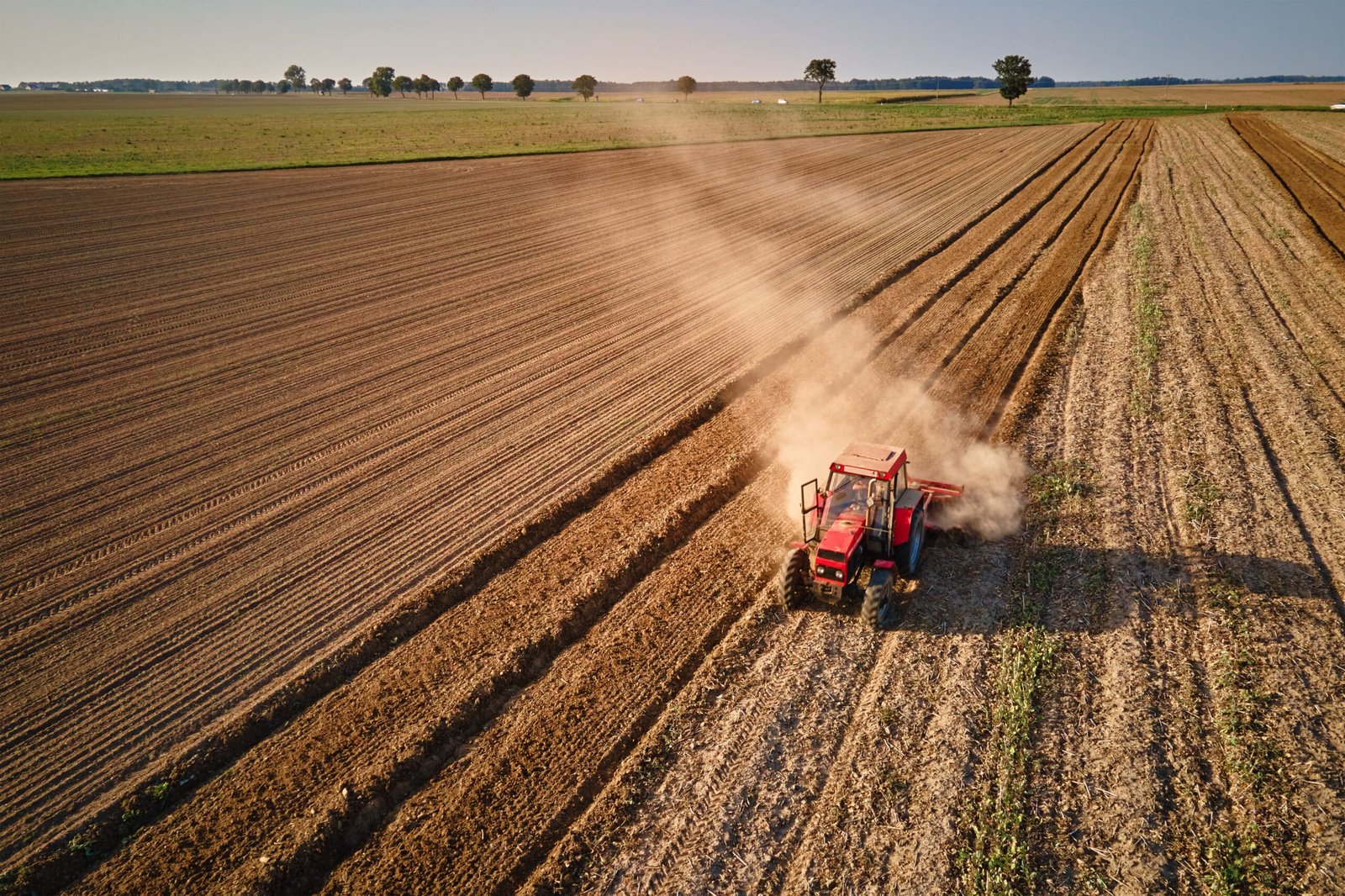 Trator trabalhando em campo agrícola